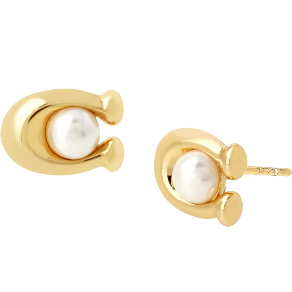 Brand New elegant coach,gold pearls earrings
